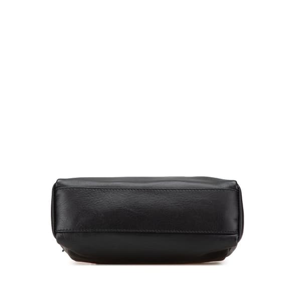 Pre-owned Fendi Mini Leather Iconic Peekaboo Satchel Black