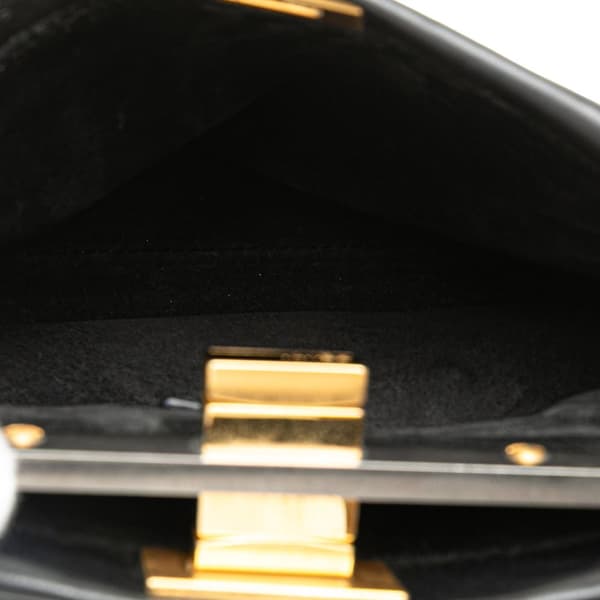 Pre-owned Fendi Mini Leather Iconic Peekaboo Satchel Black