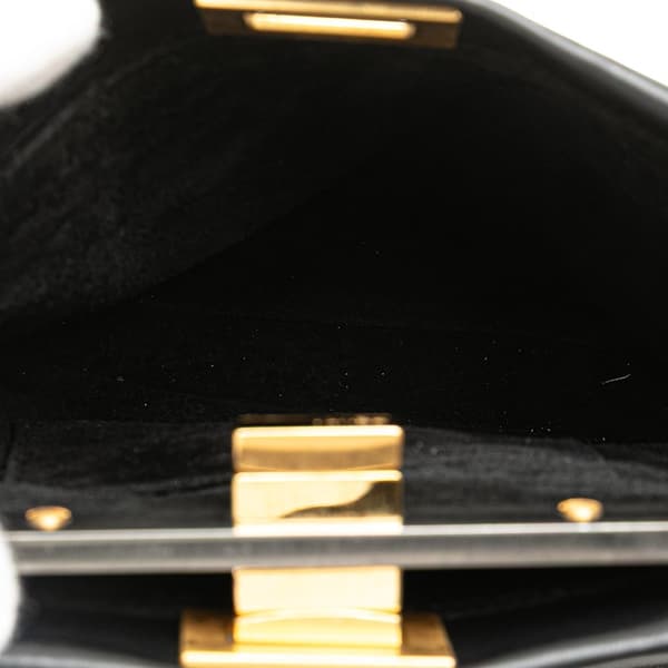 Pre-owned Fendi Mini Leather Iconic Peekaboo Satchel Black