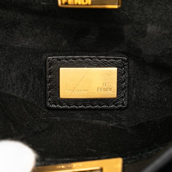 Pre-owned Fendi Mini Leather Iconic Peekaboo Satchel Black
