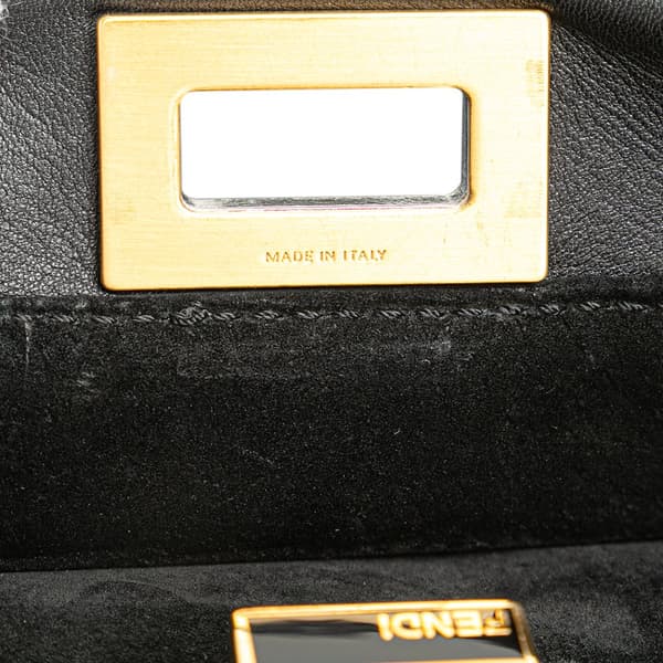 Pre-owned Fendi Mini Leather Iconic Peekaboo Satchel Black