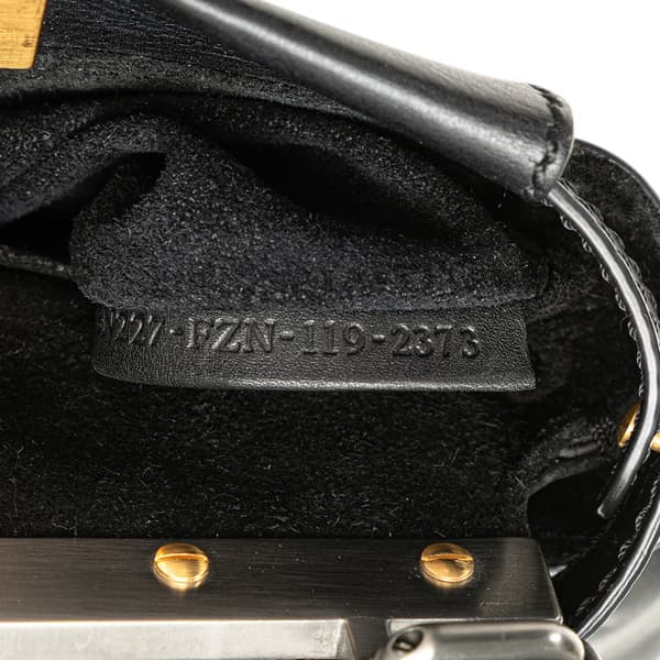 Pre-owned Fendi Mini Leather Iconic Peekaboo Satchel Black