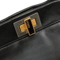 Miniatyrbild 10 av 10: Pre-owned Fendi Mini Leather Iconic Peekaboo Satchel Black