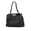 Miniatyrbild 2 av 10: Pre-owned Fendi Mini Leather Iconic Peekaboo Satchel Black