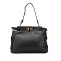 Miniatyrbild 1 av 10: Pre-owned Fendi Mini Leather Iconic Peekaboo Satchel Black