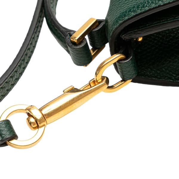 Pre-owned Valentino Micro Grainy Calfskin VSling Satchel Green
