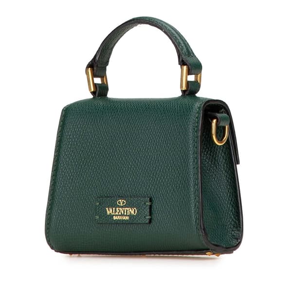 Pre-owned Valentino Micro Grainy Calfskin VSling Satchel Green