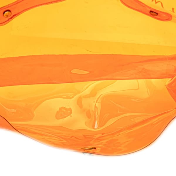 Pre-owned Hermès Vinyl Souvenir De L Exposition Kelly Handbag Orange