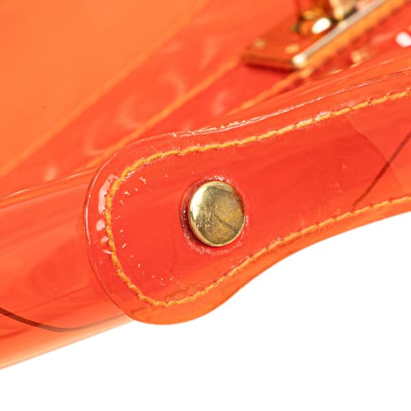 Pre-owned Hermès Vinyl Souvenir De L Exposition Kelly Handbag Orange