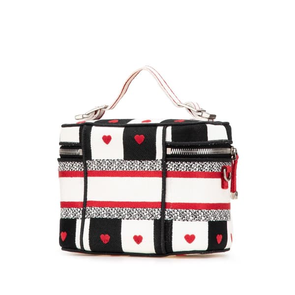 Pre-owned Dior Small Canvas Embroidered D Royaume d Amour Diortravel Vanity Case White
