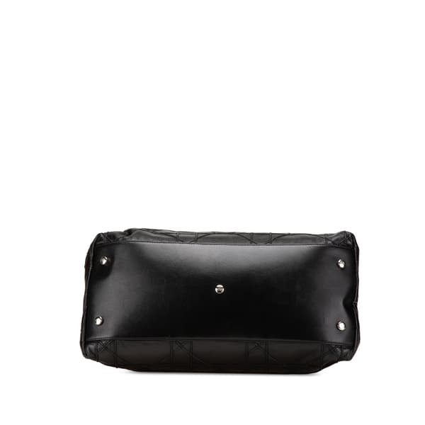 Pre-owned Dior Large Lambskin Cannage Polochon Granville Satchel Black