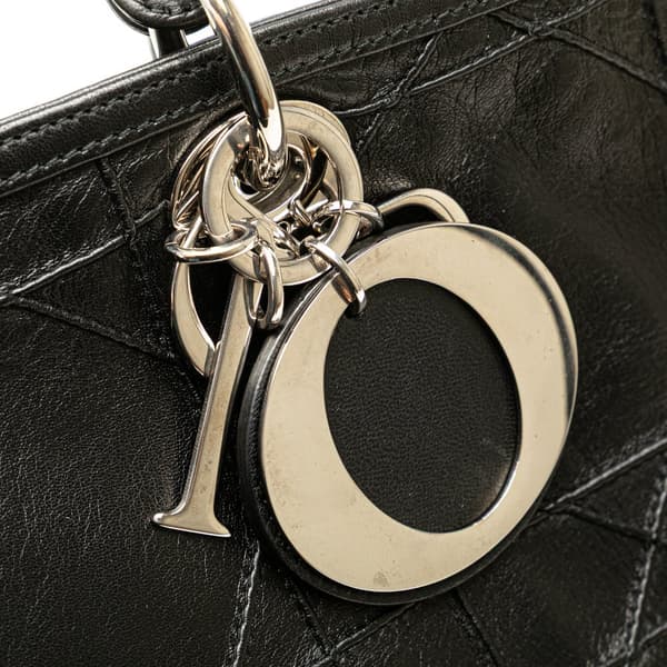 Pre-owned Dior Large Lambskin Cannage Polochon Granville Satchel Black