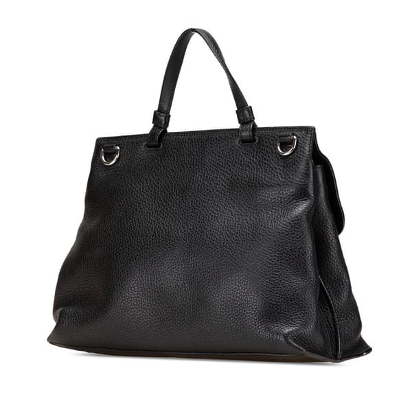 Pre-owned Gucci Medium Leather Bamboo Daily Satchel Black