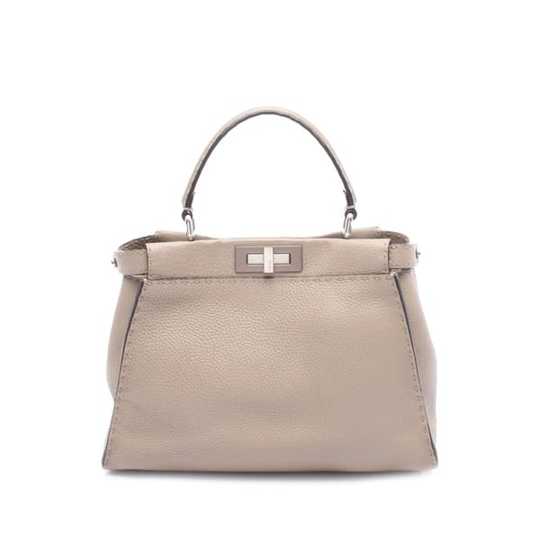 Pre-owned Fendi Medium Leather Selleria Peekaboo Iconic Satchel Brown