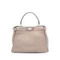Miniatyrbillede 1 af 7: Pre-owned Fendi Medium Leather Selleria Peekaboo Iconic Satchel Brown