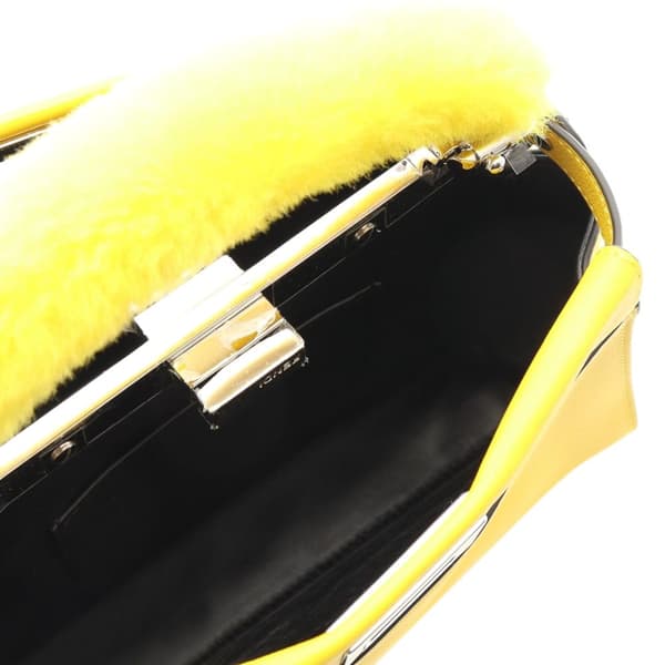 Pre-owned Fendi Mini Leather Peekaboo Iconic Satchel Yellow