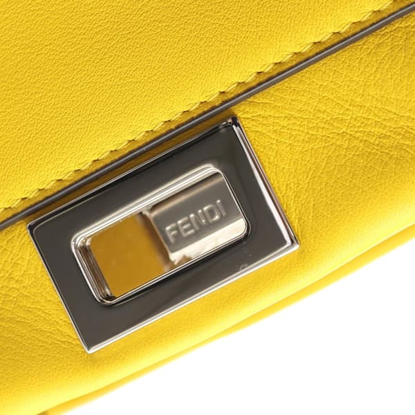 Pre-owned Fendi Mini Leather Peekaboo Iconic Satchel Yellow