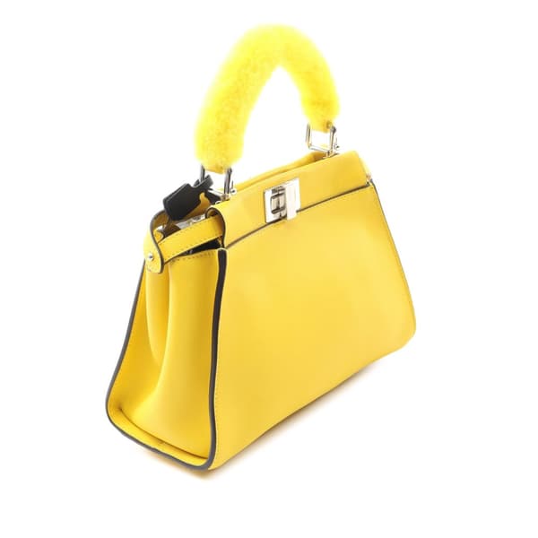 Pre-owned Fendi Mini Leather Peekaboo Iconic Satchel Yellow