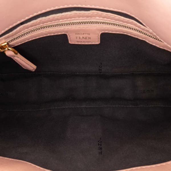 Pre-owned Fendi Zucca Embossed Leather Baguette Satchel Pink