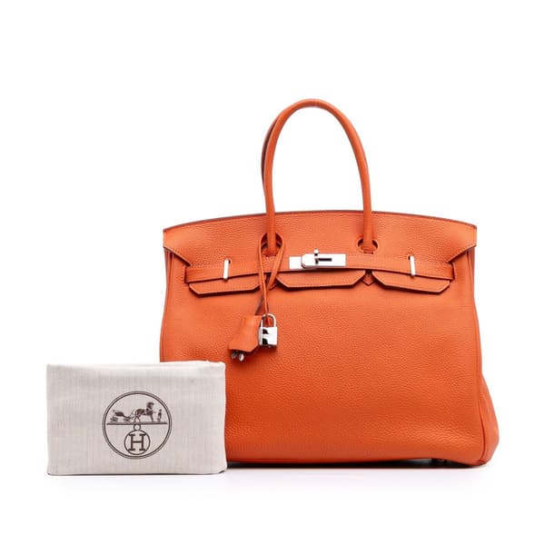 Pre-owned Hermès Togo Birkin Retourne 35 Orange