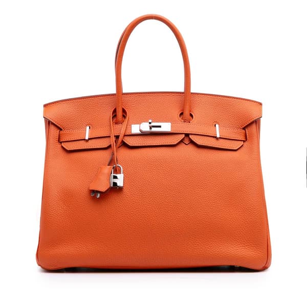 Pre-owned Hermès Togo Birkin Retourne 35 Orange