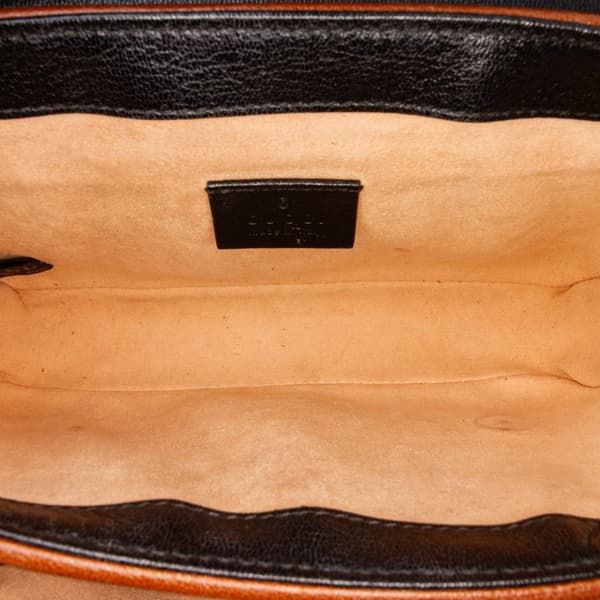Pre-owned Gucci Mini GG Supreme and Calfskin Padlock Flap Pocket Satchel Brown