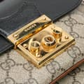 Pikkukuva 6 / 8: Pre-owned Gucci Mini GG Supreme and Calfskin Padlock Flap Pocket Satchel Brown