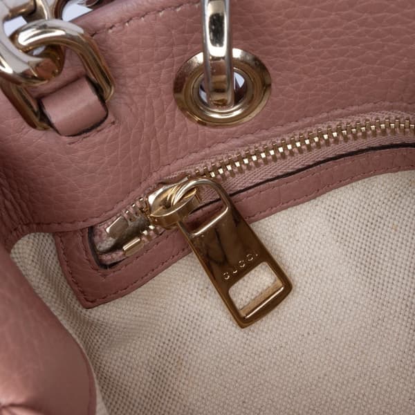 Pre-owned Gucci Small Calfskin Bamboo Shopper Satchel Pink