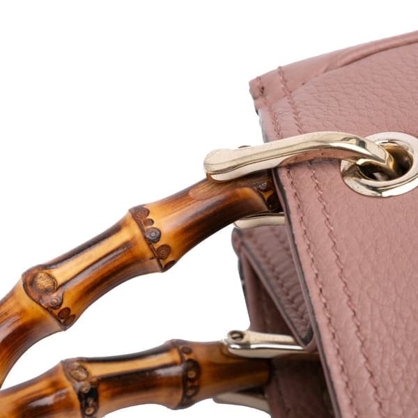 Pre-owned Gucci Small Calfskin Bamboo Shopper Satchel Pink