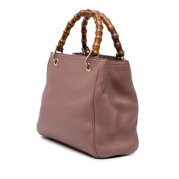 Pre-owned Gucci Small Calfskin Bamboo Shopper Satchel Pink