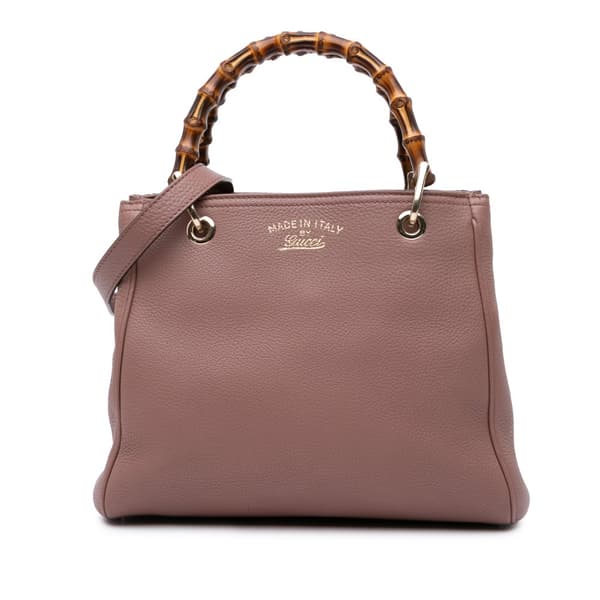 Pre-owned Gucci Small Calfskin Bamboo Shopper Satchel Pink