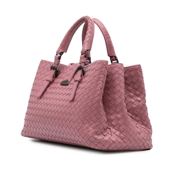 Pre-owned Bottega Veneta Small Nappa Intrecciato Roma Satchel Pink