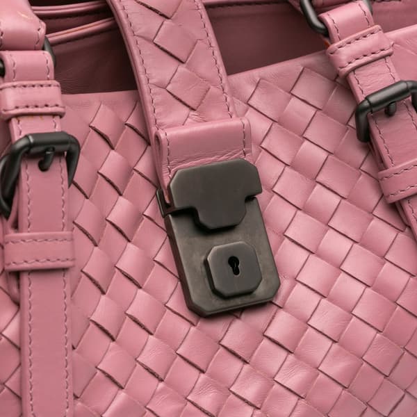 Pre-owned Bottega Veneta Small Nappa Intrecciato Roma Satchel Pink