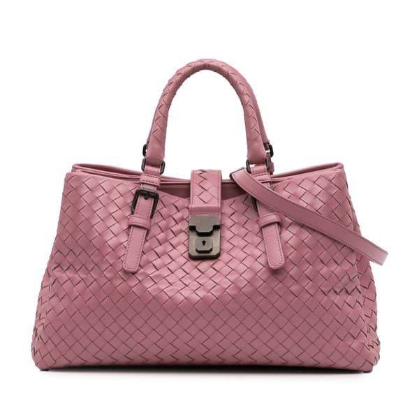 Pre-owned Bottega Veneta Small Nappa Intrecciato Roma Satchel Pink
