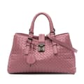 Miniatyrbilde 1 av 10: Pre-owned Bottega Veneta Small Nappa Intrecciato Roma Satchel Pink