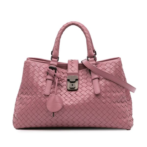 Pre-owned Bottega Veneta Small Nappa Intrecciato Roma Satchel Pink