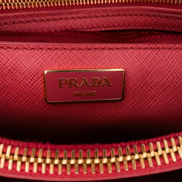 Pre-owned Prada Medium Saffiano Lux Open Promenade Satchel Pink