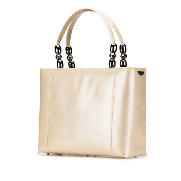 Pre-owned Dior Patent Malice Pearl Satchel Brown