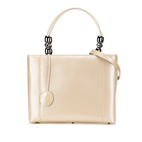 Pre-owned Dior Patent Malice Pearl Satchel Brown
