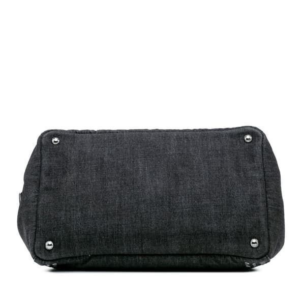 Pre-owned Prada Denim Canapa Bijoux Satchel Black