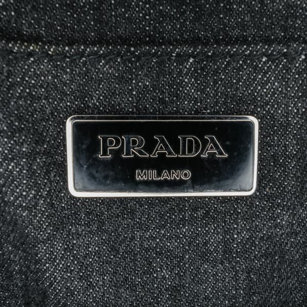 Pre-owned Prada Denim Canapa Bijoux Satchel Black