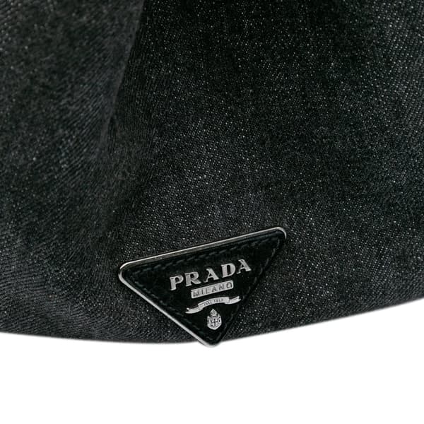Pre-owned Prada Denim Canapa Bijoux Satchel Black
