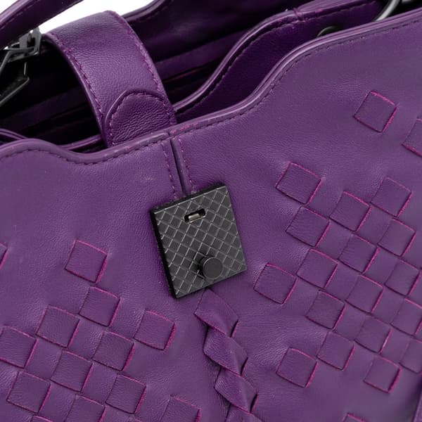 Pre-owned Bottega Veneta Nappa Intrecciato Napoli Satchel Purple