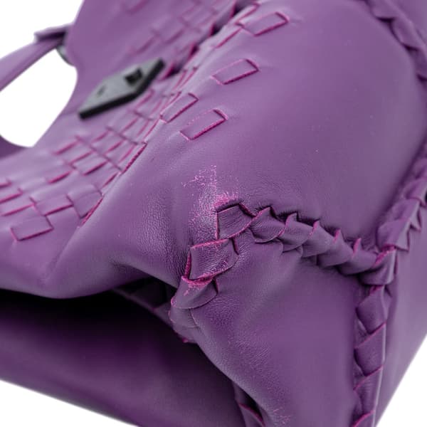 Pre-owned Bottega Veneta Nappa Intrecciato Napoli Satchel Purple