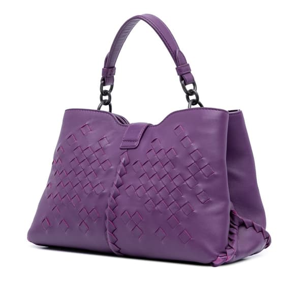 Pre-owned Bottega Veneta Nappa Intrecciato Napoli Satchel Purple