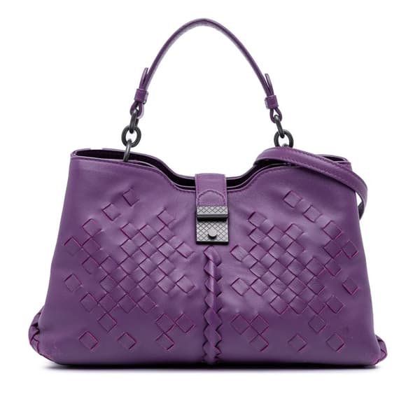 Pre-owned Bottega Veneta Nappa Intrecciato Napoli Satchel Purple