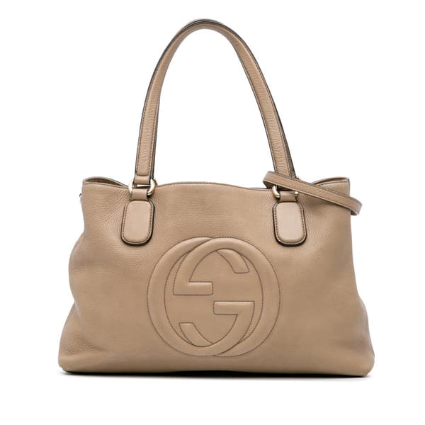 Pre-owned Gucci Medium Leather Soho Working Tote Brown