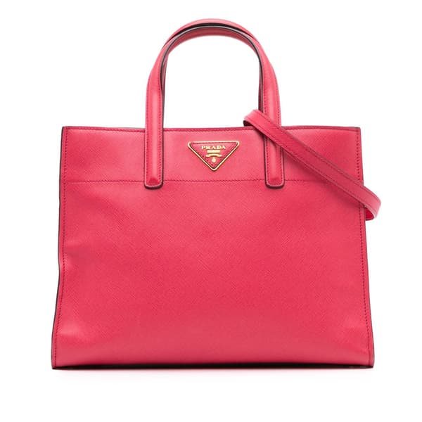 Pre-owned Prada Saffiano Soft Triple Pocket Tote Pink
