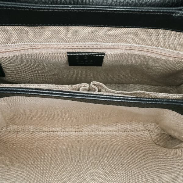 Pre-owned Gucci Small Dollar Calf Interlocking G Satchel Black