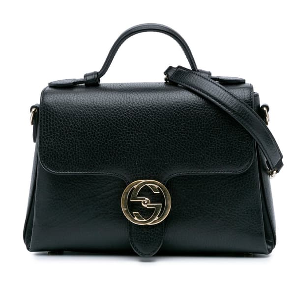 Pre-owned Gucci Small Dollar Calf Interlocking G Satchel Black